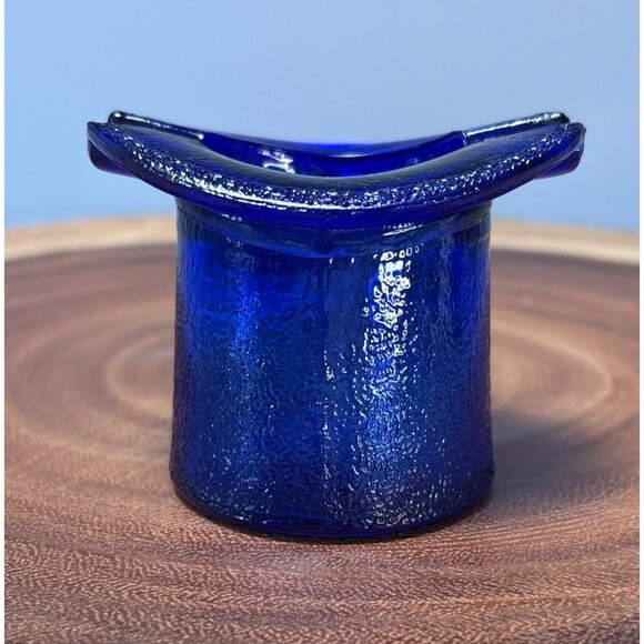 Vintage Cobalt Blue Glass Top Hat Ashtray Lowell Hand Cream Advertising Piece - Picture 1 of 7
